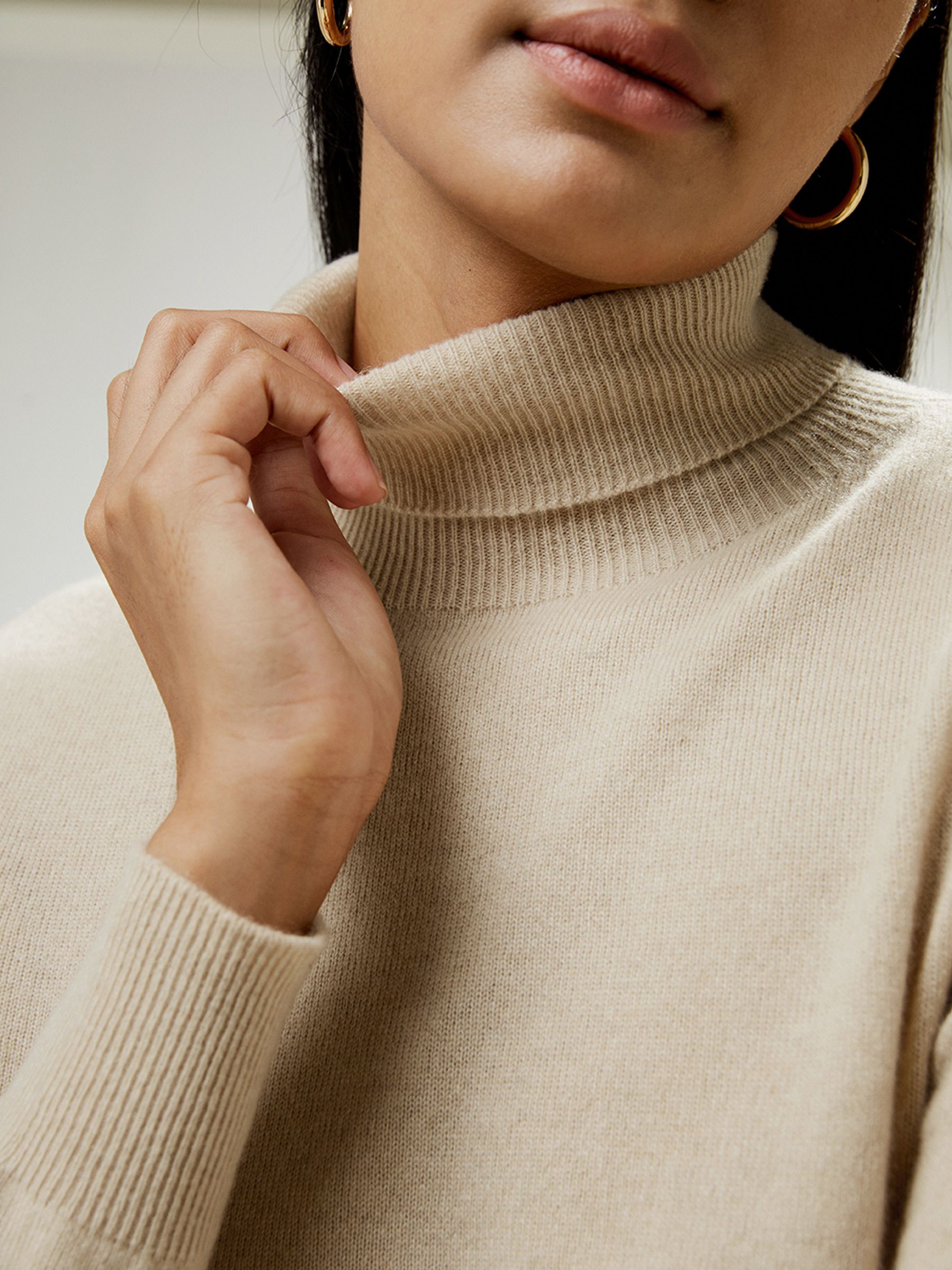 Pull à col montant en pur cachemire pour femme