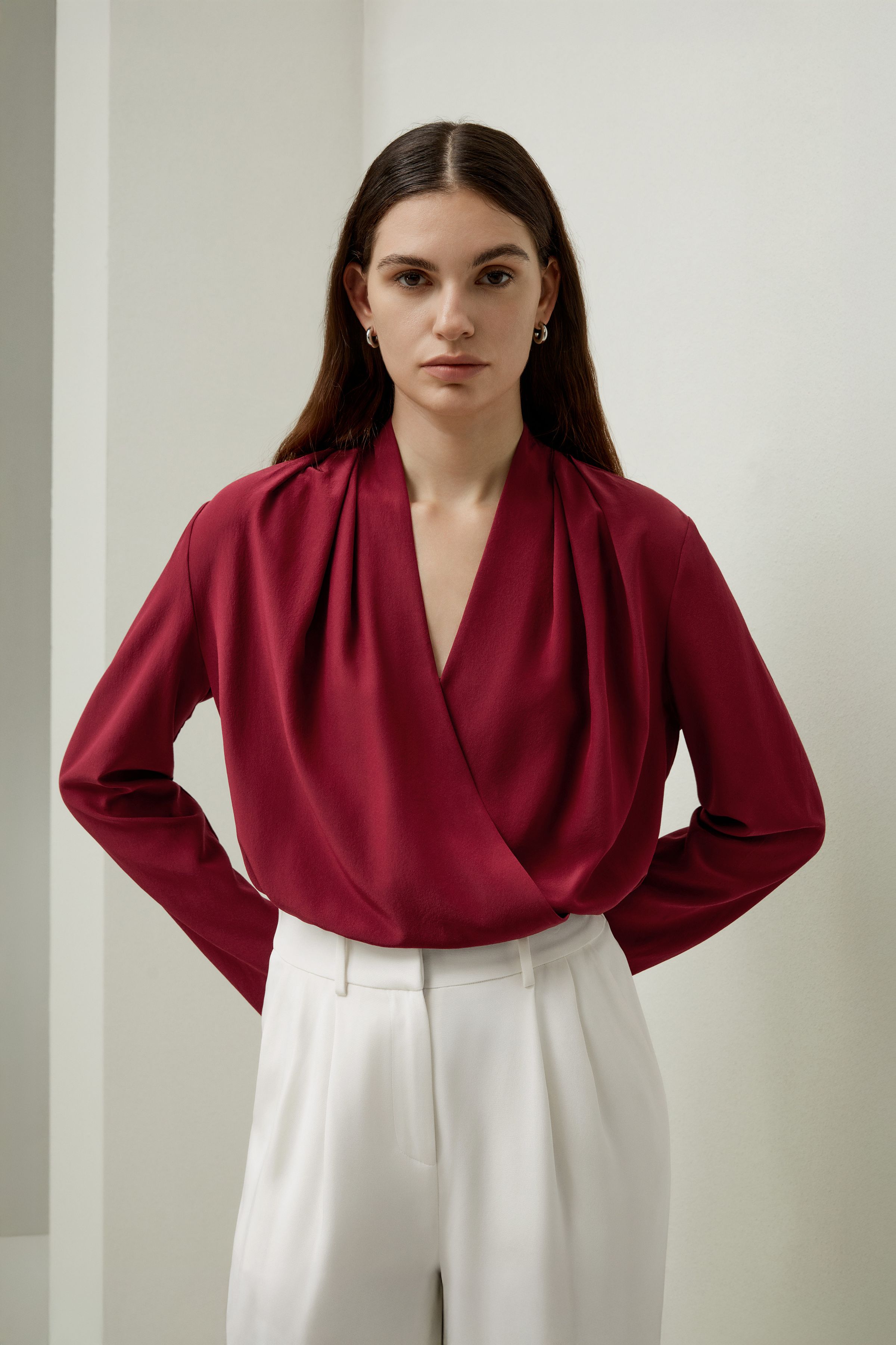 Silk Crêpe de Chine Long Sleeve Blouse